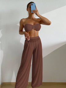 Conjunto biquini + saída de praia com calça