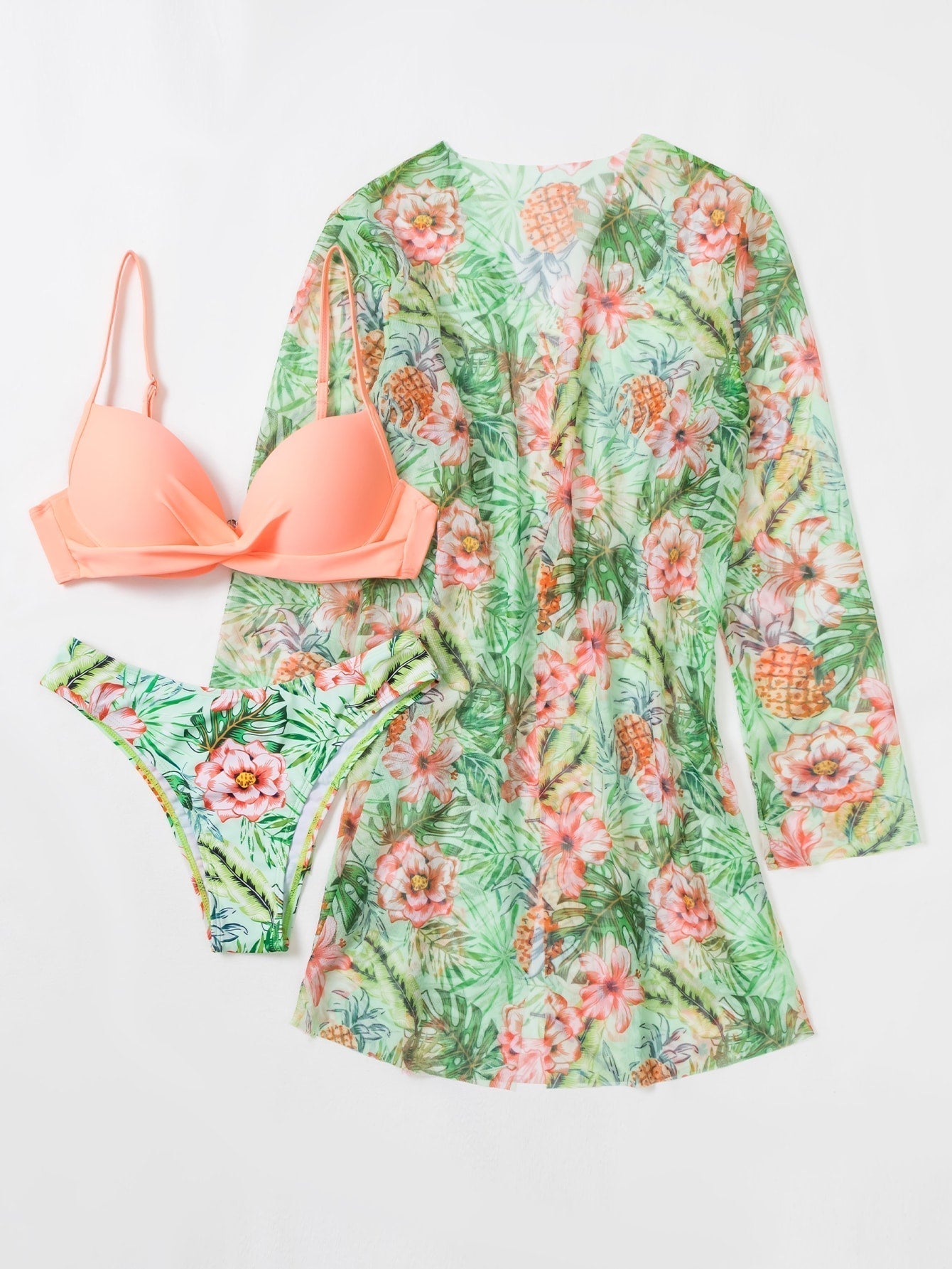 🔥 Conjunto Biquíni 3 Peças Fabian Floral [MAIS VENDIDOS DO DIA]