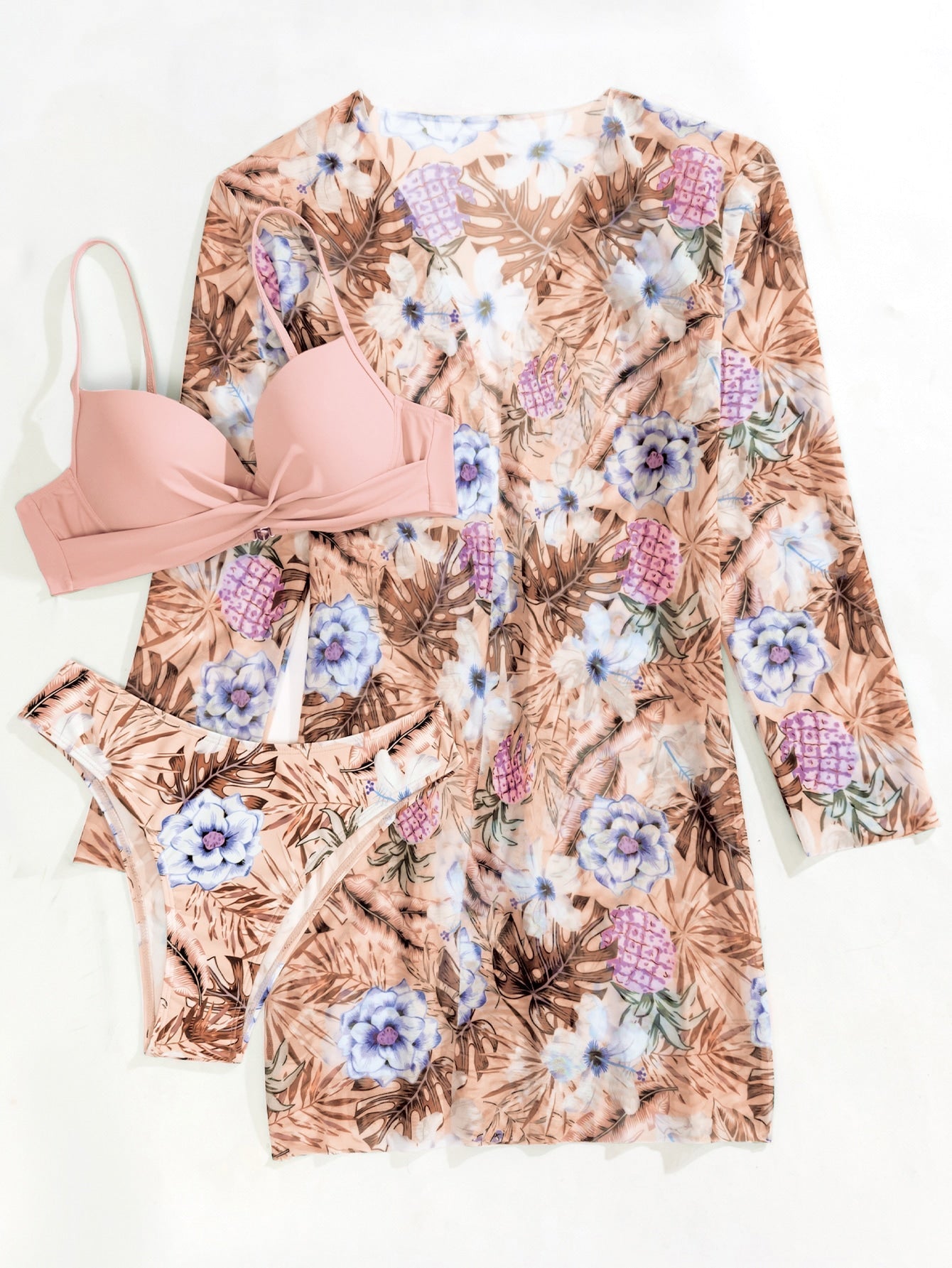 🔥 Conjunto Biquíni 3 Peças Fabian Floral [MAIS VENDIDOS DO DIA]