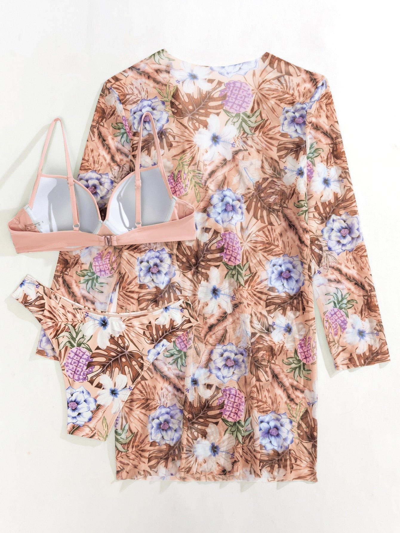 🔥 Conjunto Biquíni 3 Peças Fabian Floral [MAIS VENDIDOS DO DIA]