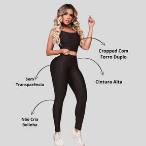 3 Conjuntos Fitness Feminino Top e Legging Academia Sem Transparência